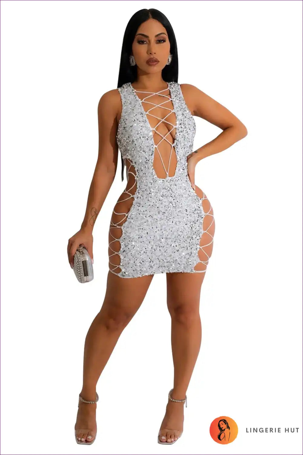 Shine Bright In Our Sizzling Sequin Cutout Bodycon Dress. Embrace Your Curves And Confidence With Lingerie