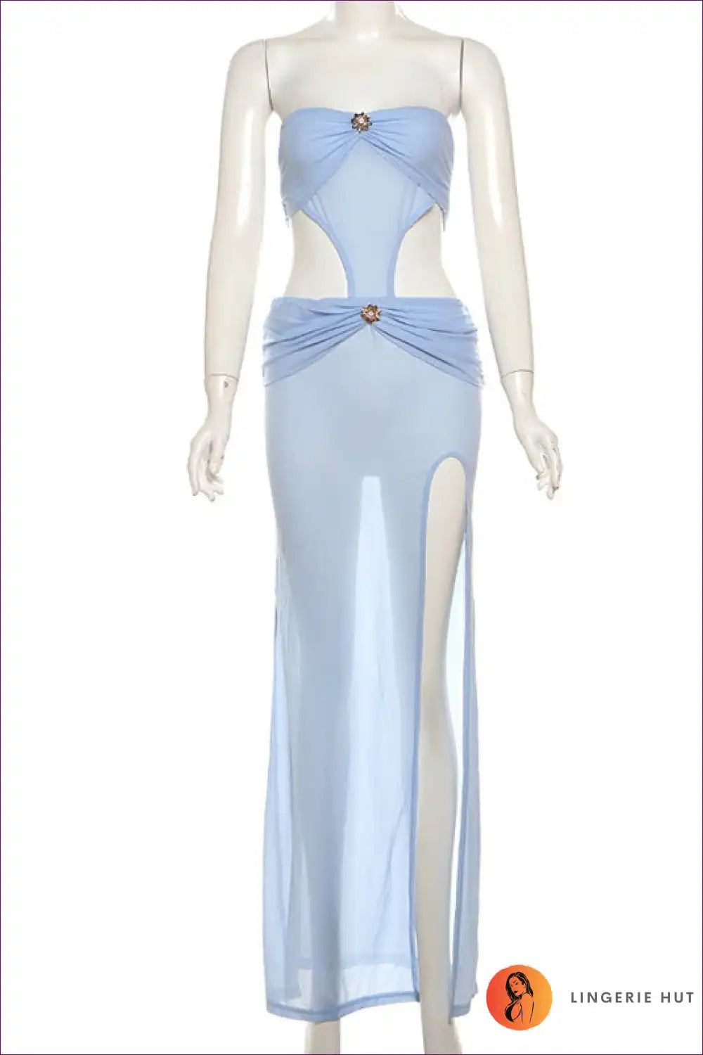 Sky-blue Cutout Maxi Dress - Bold and Elegant Beachwear for Cutout, Dress, Glamour, Maxi, Night