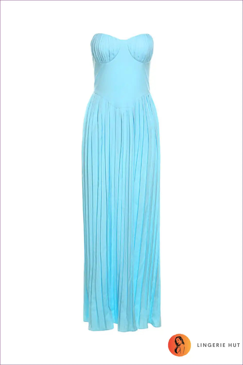 Sky Blue Pleated Maxi Dress - Ethereal Elegance for Unforgettable Nights a Line, Chiffon, Dress, Everyday,