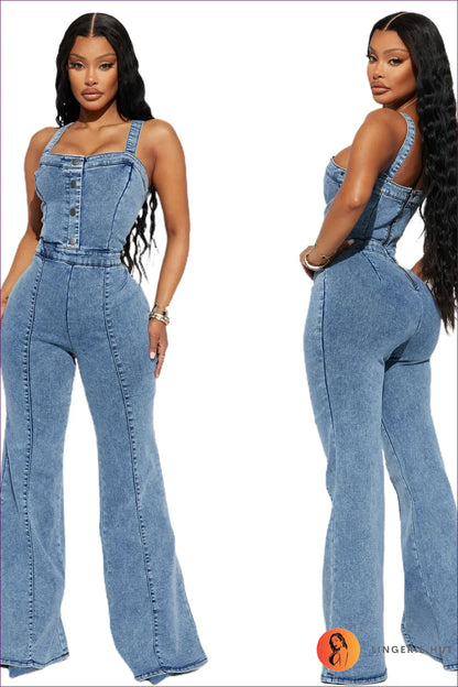 Shop The Sleek Denim Slim Fit Strapless Jumpsuit - Epitome Of Effortless Style. Accentuate Your Curves