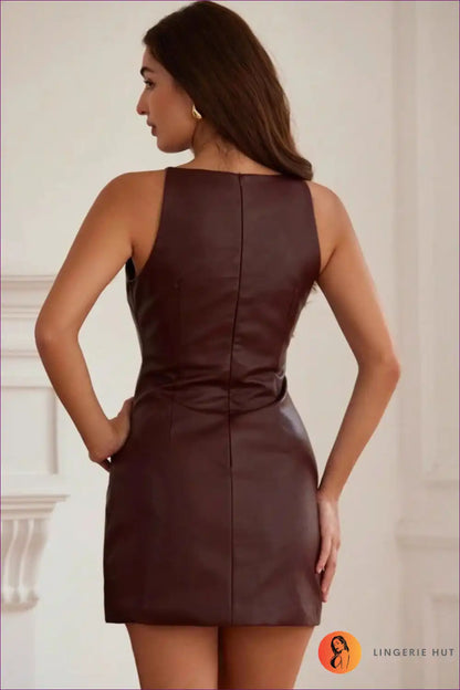 Sleek Faux Leather Bodycon Mini Dress for Party Nights Bodycon, Clubwear, Evening Wear, Leather,