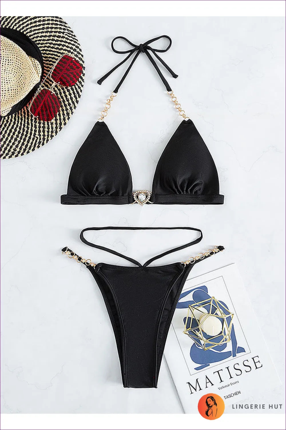 Dive Into Style With Our Sleek And Sexy Chain Triangle Bikini – Perfect For Beach Days Poolside Lounging.