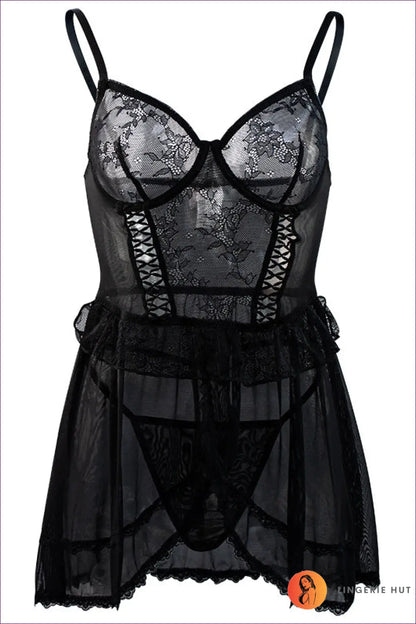 Sleeveless Babydoll with Floral Mesh - the Detail that Turns Heads - Sleepwear & Loungewear - Lingerie Hut - All Season