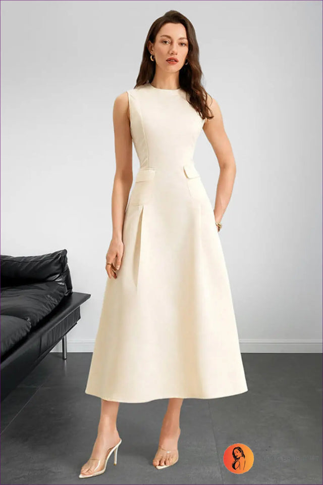 Sleeveless Maxi Dress with Pockets and A-Line Hem - Quiet Luxury