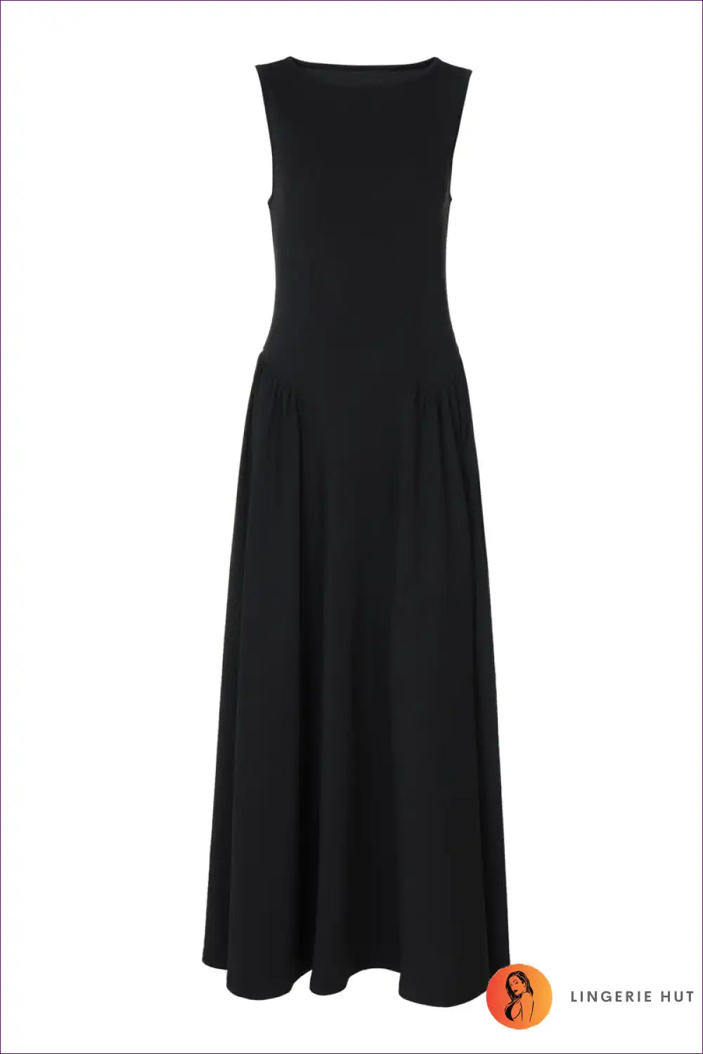 Sleeveless Pleated Maxi Dress with Swing Skirt - Timeless Grace for a Line, Autumn, Dresses, Everyday, Formal