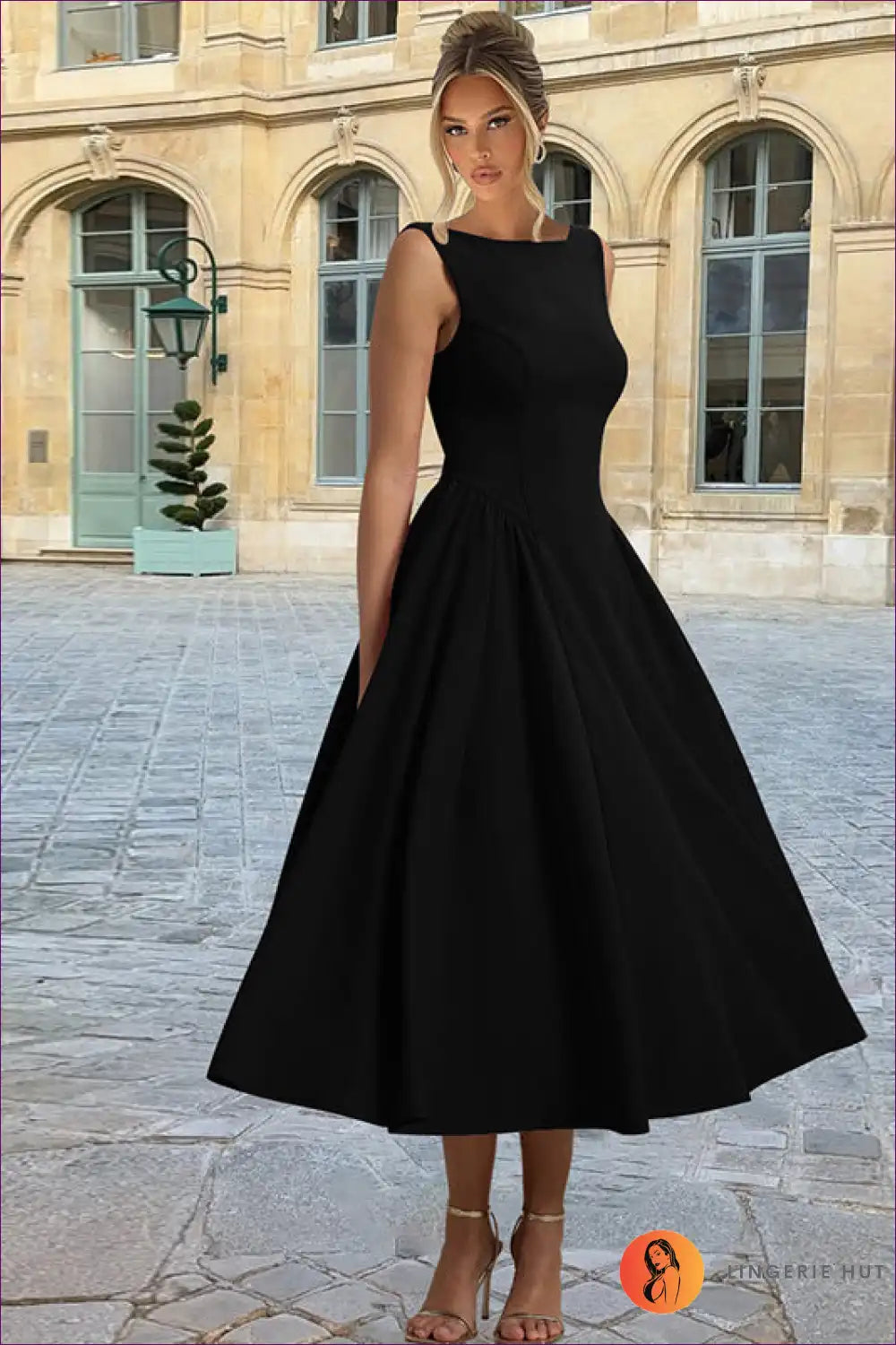 Sleeveless Pleated Maxi Dress with Swing Skirt - Timeless Grace for a Line, Autumn, Dresses, Everyday, Formal