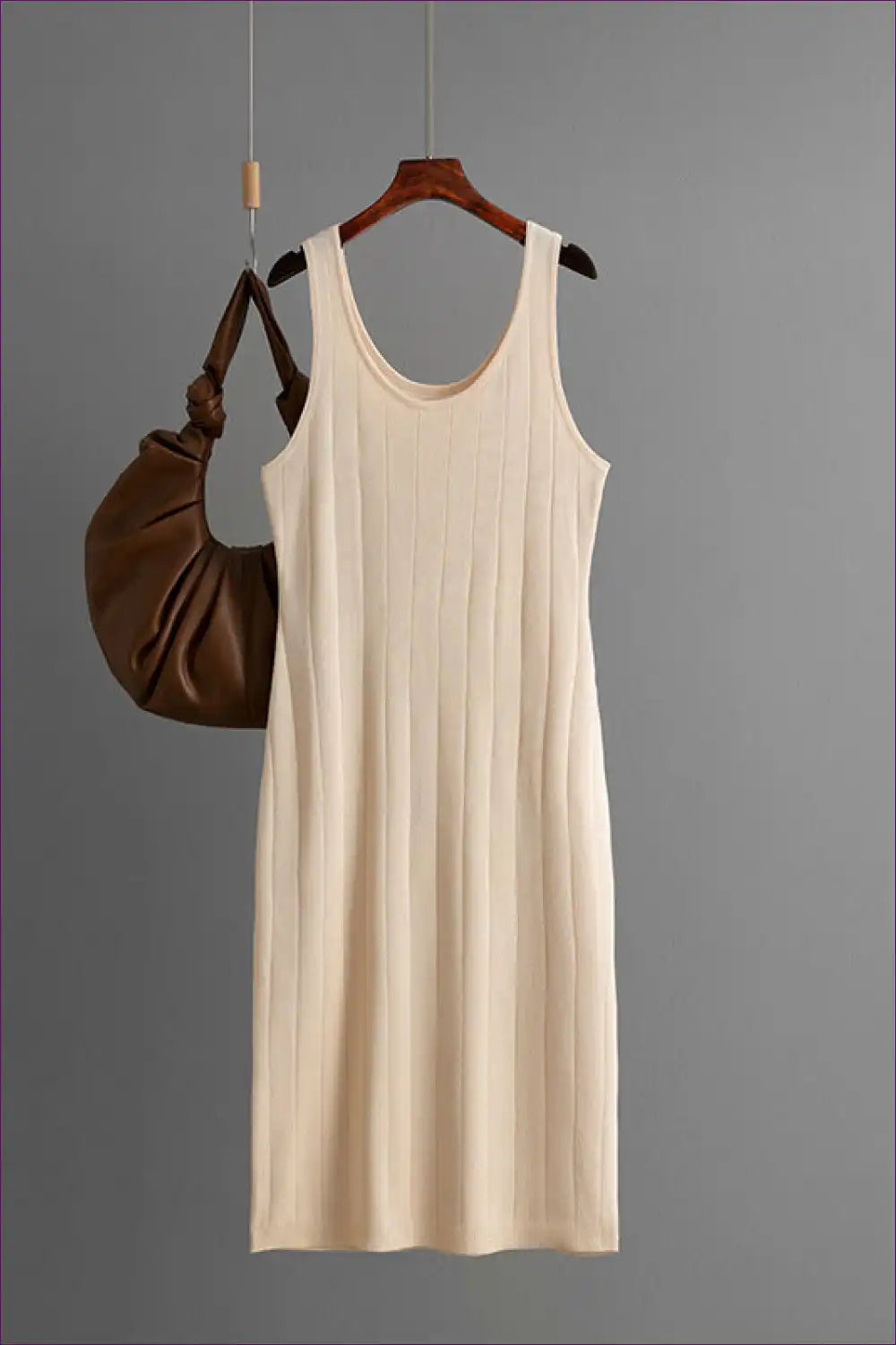 Sleeveless Ribbed Knit Midi Dress - Summer Sheath Essential for Boho, Casual, Dress, Everyday, Jersey