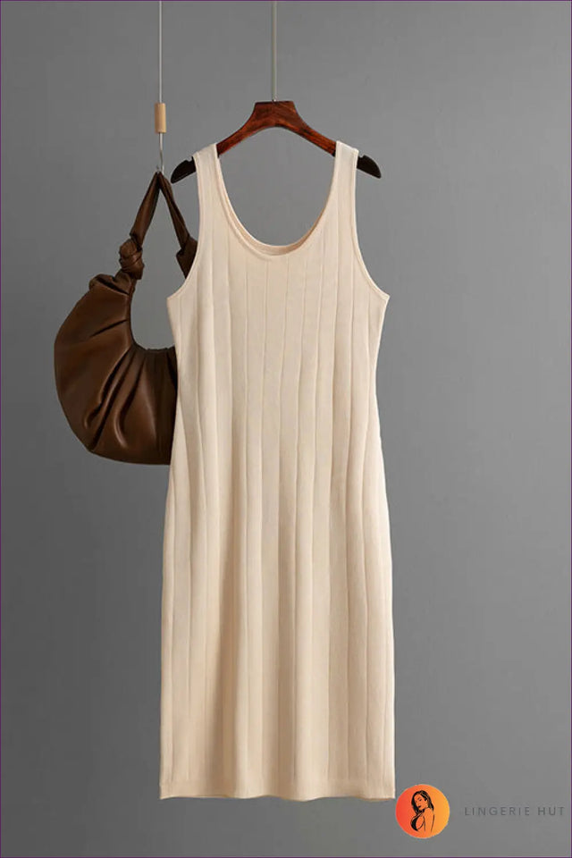Sleeveless Ribbed Knit Midi Dress - Summer Sheath Essential