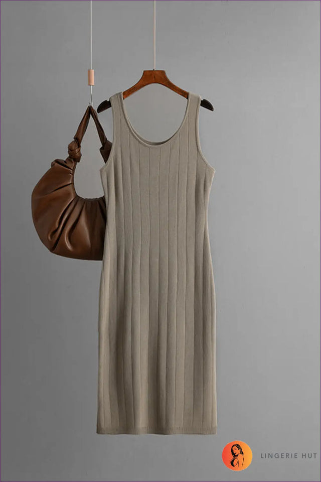 Sleeveless Ribbed Knit Midi Dress - Summer Sheath Essential