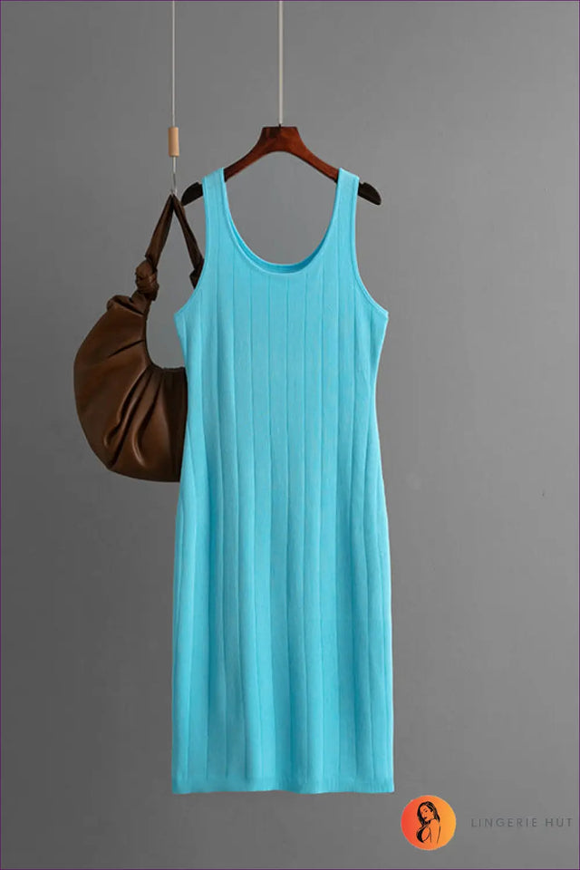 Sleeveless Ribbed Knit Midi Dress - Summer Sheath Essential
