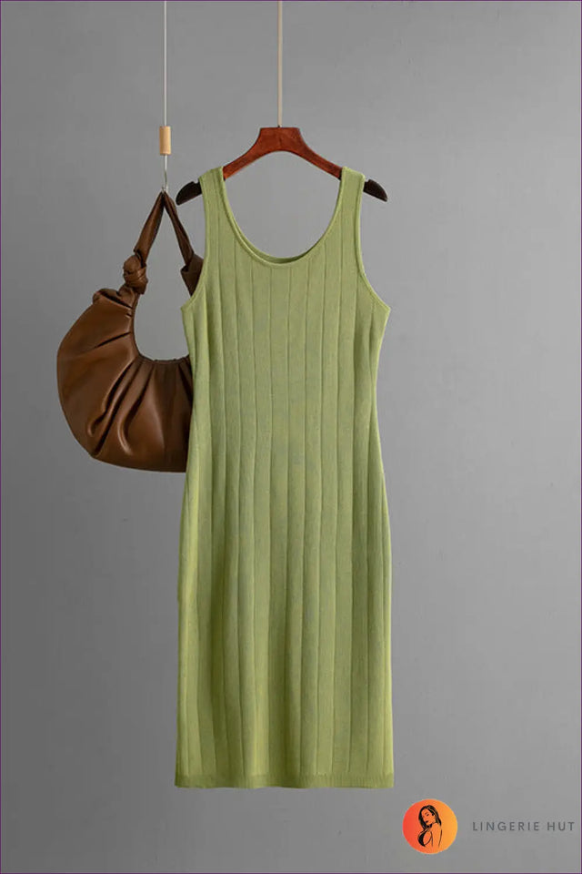 Sleeveless Ribbed Knit Midi Dress - Summer Sheath Essential