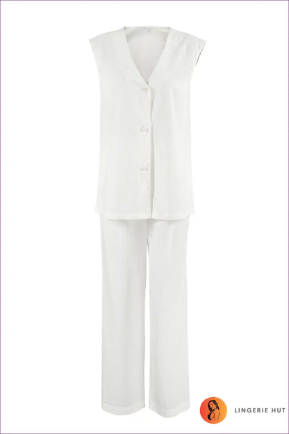 Sleeveless Set with Button Details - Effortless Elegance for All Season, Casual, co Ord, Everyday,