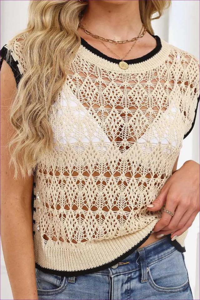 Sleeveless Top with Crochet Panels - Artisan Chic