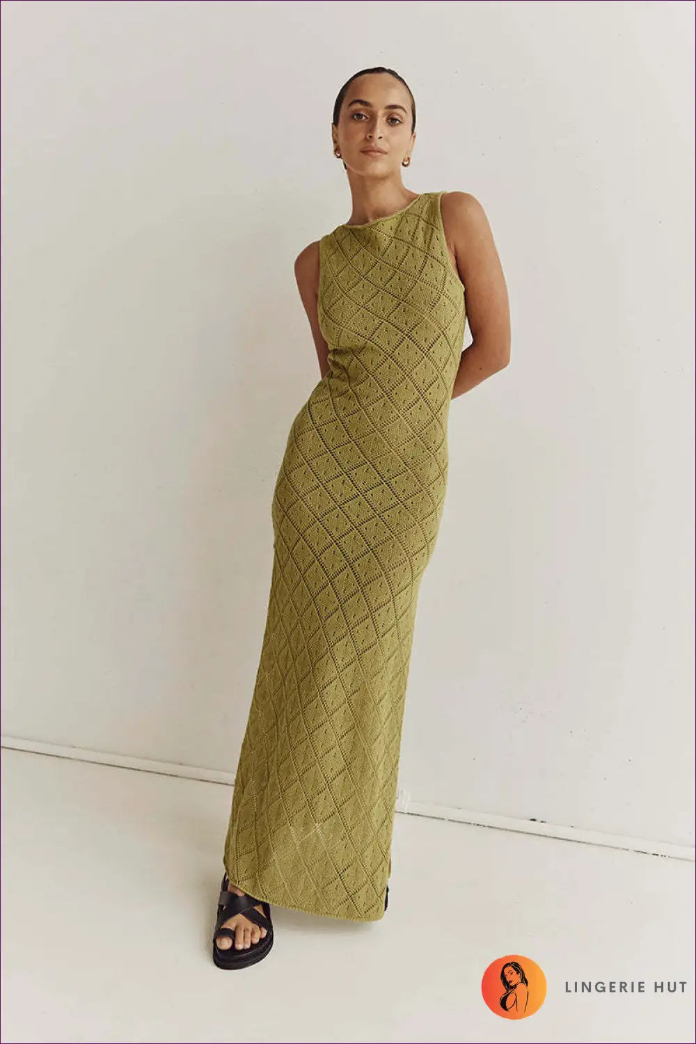 Slim Fit Split Maxi Dress - Holiday Evening Essential - s / Green - Dresses - Casual • Clothing • Glamour • Lingerie Hut