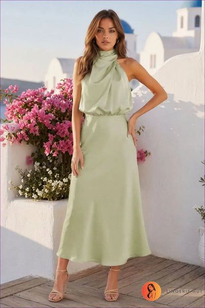 Slip Dress with Button Front Detail - Sunlit Ease - Satin - Casual • Cotton • Dresses • Everyday - Lingerie Hut