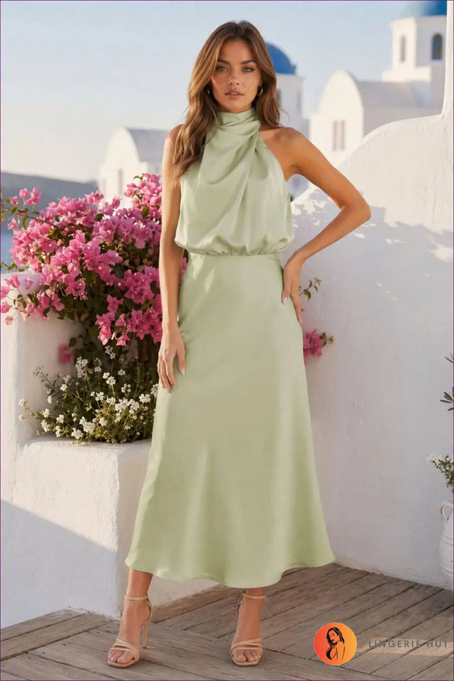 Slip Dress with Button Front Detail - Sunlit Ease