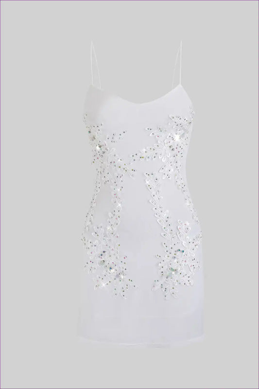 Slip Dress with Crystal Embellishment - Ethereal Romance for All Season, Bridal, Dress, Evening Wear, Glamour