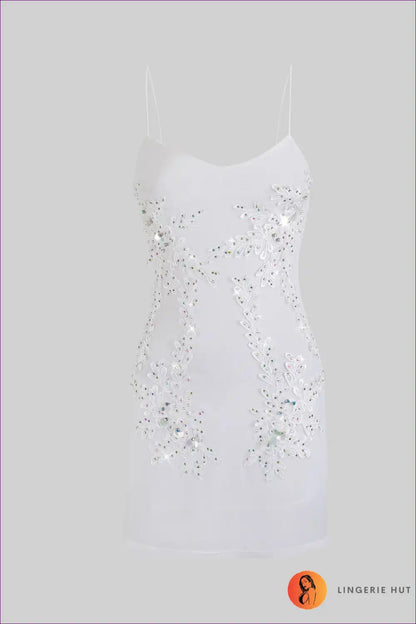 Slip Dress with Crystal Embellishment - Ethereal Romance for All Season, Bridal, Dress, Evening Wear, Glamour