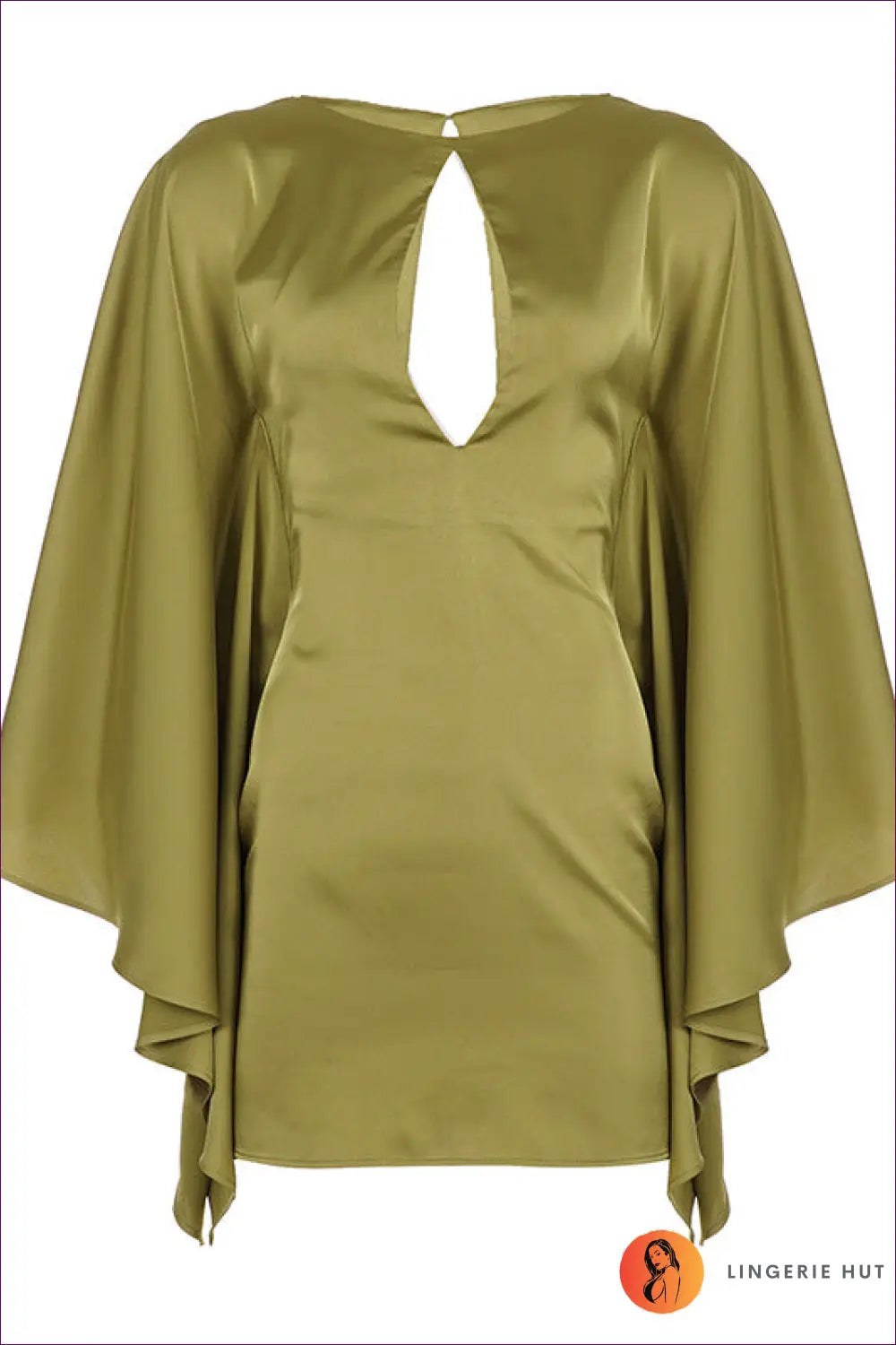 Slip Dress with Cutout Detail - Sunlit Ease - s / Green - Satin - Casual • Cotton • Dresses • Everyday - Lingerie Hut