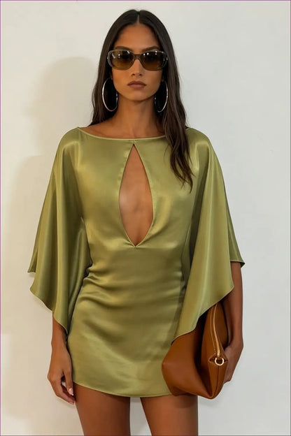 Slip Dress with Cutout Detail - Sunlit Ease - Satin - Casual • Cotton • Dresses • Everyday - Lingerie Hut