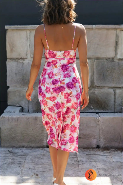 Slip Dress with Floral Print - Romantic Reverie for Casual, Dress, Evening Wear, Floral, Glamour