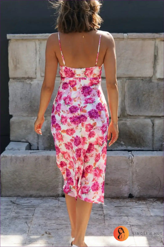 Slip Dress with Floral Print - Romantic Reverie for Casual, Dress, Evening Wear, Floral, Glamour