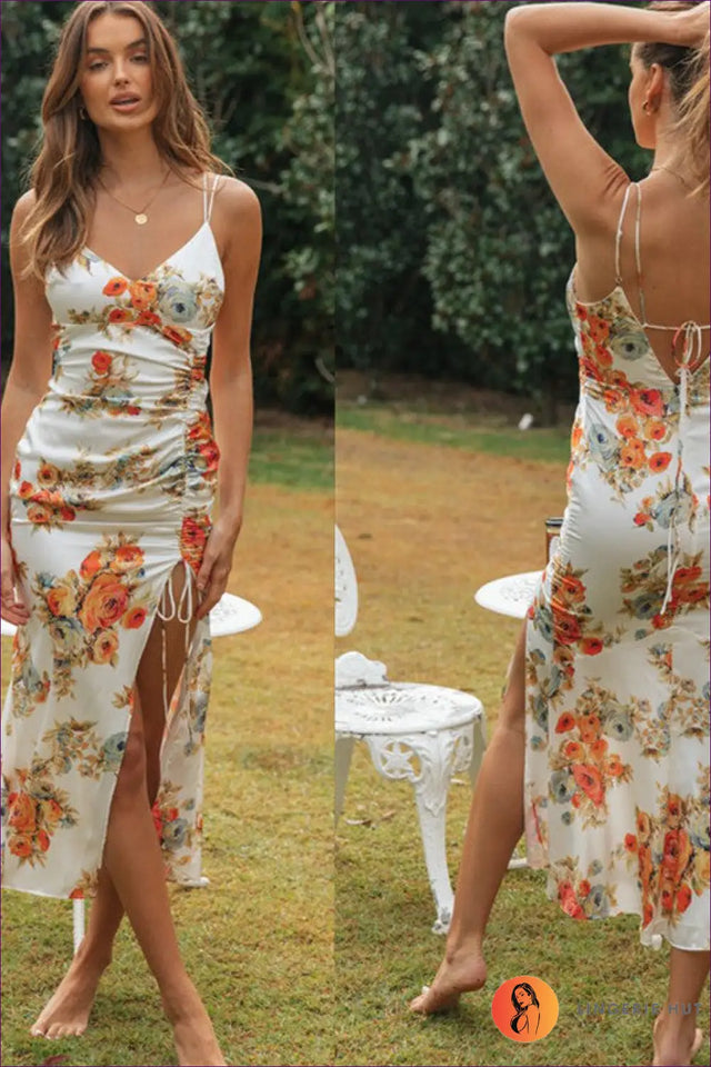 Slip Dress with Side Ruching - Sultry Evenings