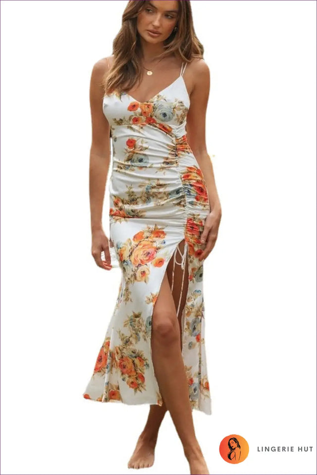 Slip Dress with Side Ruching - Sultry Evenings