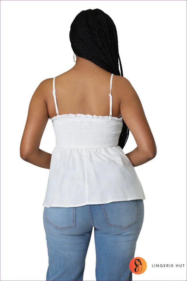 Smocked Camisole Top with Ruffle Hem - Effortless Summer Ease
