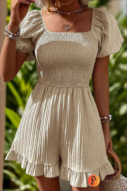 Smocked Romper with Puff Sleeves - Effortless Summer Ease for Boho, Casual, Everyday, just In, Party