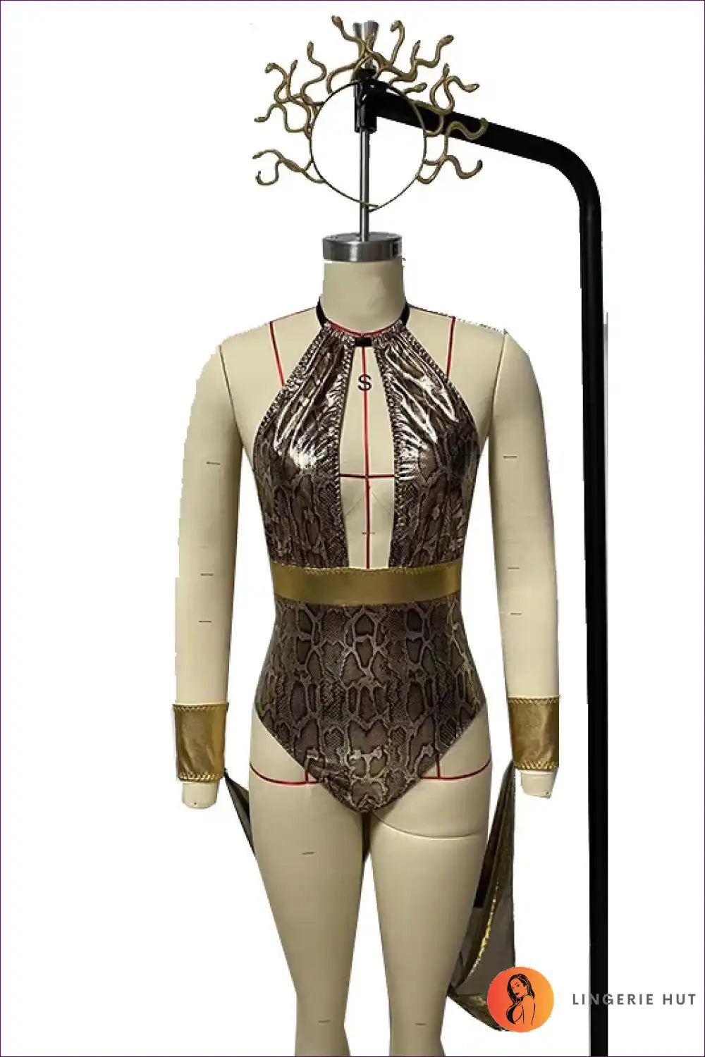 Snake Bodysuit with Metallic Sheen - Party Allure for Animal, Bodysuit, Clubwear, Costume, Date Night