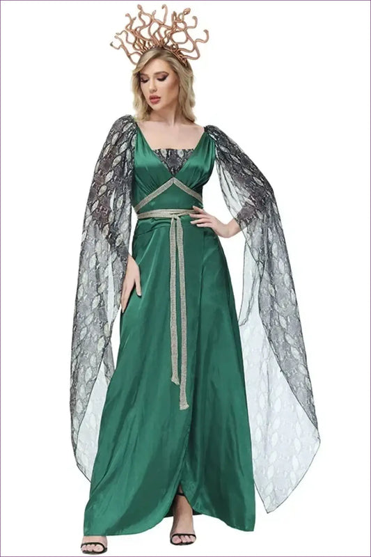 Snake Goddess Costume with Sheer Cape Sleeves - Mythic Evening - Clubwear • Halloween • just in • Night out - Lingerie
