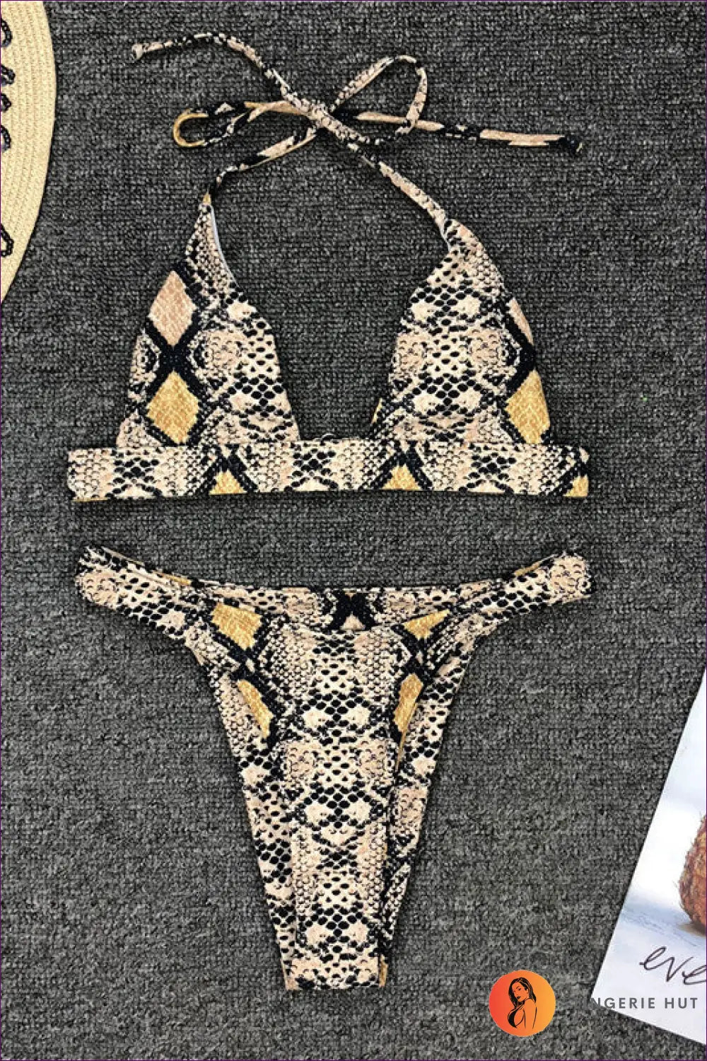 Snake Print Bikini Push Up Swimsuit Women Bathing Suit String Thong Brazilian High Cut Swimwear Sexy Biquini - s