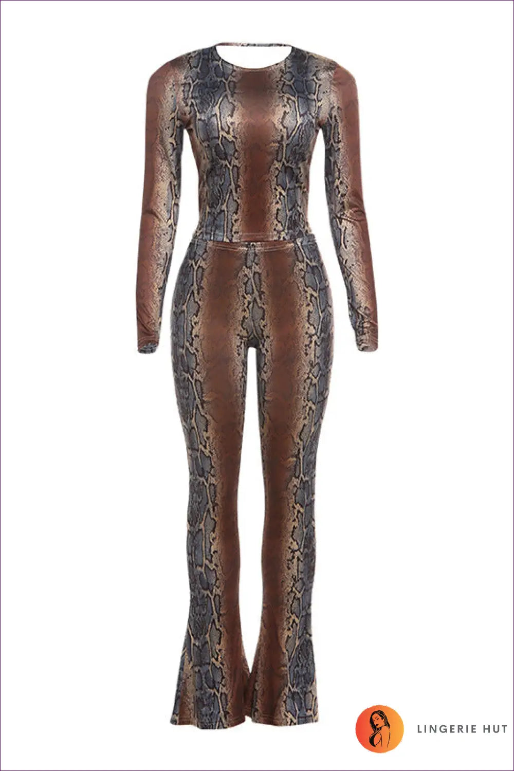 Snake Print co Ord Set - the one They’ll Ask About - s / Coffee - Bodysuit - Lingerie Hut - All Season • Animal