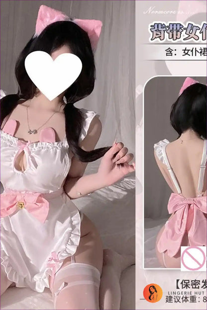 Spaghetti Strap Maid Lingerie Dress with Open Crotch Detail for Bodysuit, Costume, just In, Lingerie,