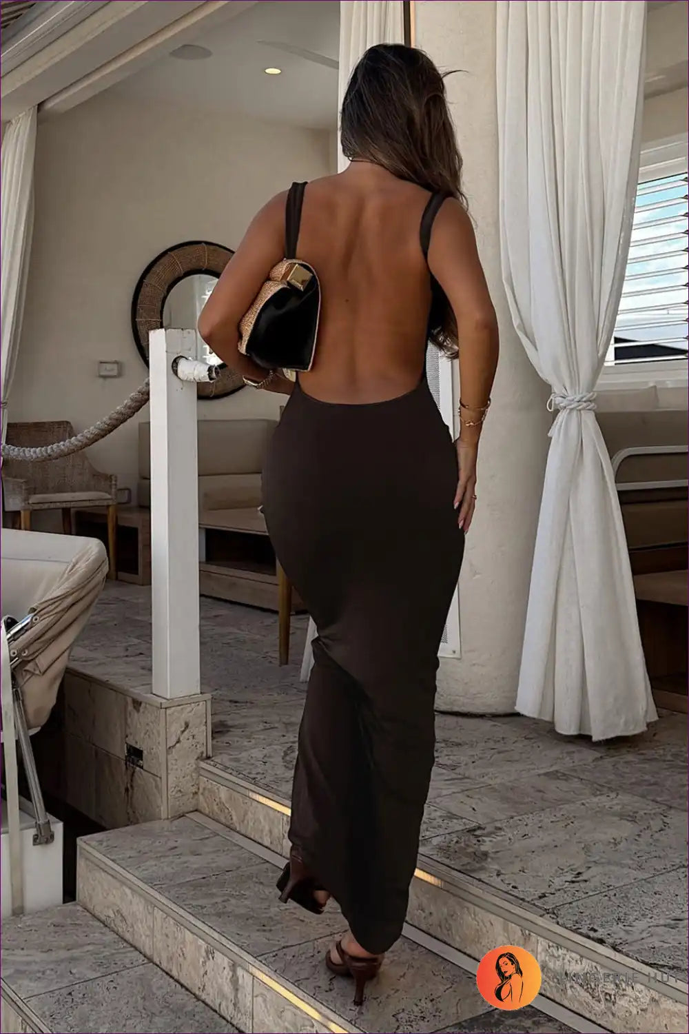 Spaghetti Strap Maxi Dress with Open Back for Summer Events Backless, Bodycon, Casual, Evening Wear,