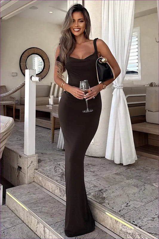 Spaghetti Strap Maxi Dress with Open Back for Summer Events Backless, Bodycon, Casual, Evening Wear,