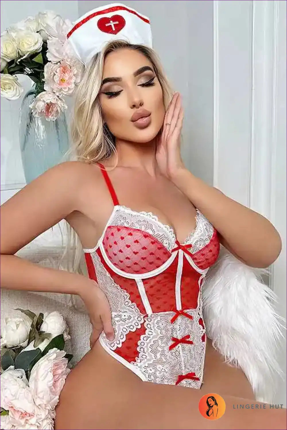 Spaghetti Strap Nurse Bodysuit with Playful Roleplay Design for All Season, Bodysuit, just In, Lingerie,