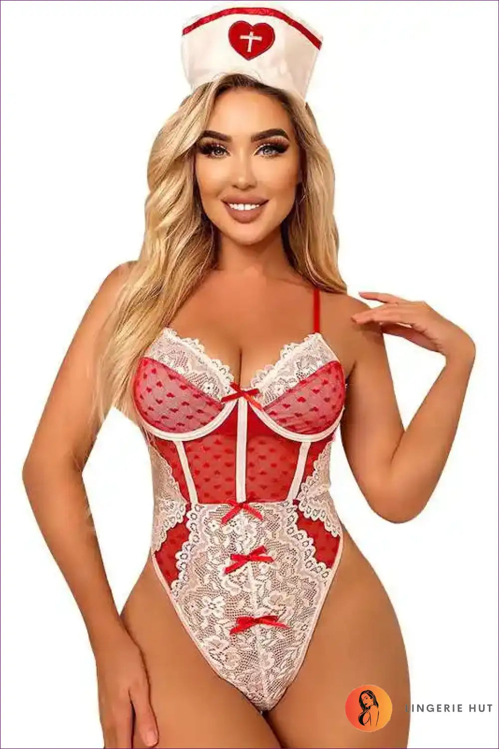 Spaghetti Strap Nurse Bodysuit with Playful Roleplay Design for All Season, Bodysuit, just In, Lingerie,