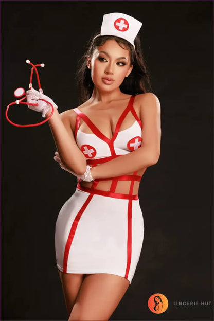 Spaghetti Strap Nurse Lingerie Dress for Cosplay Parties Casual, just In, Mini, Night In,