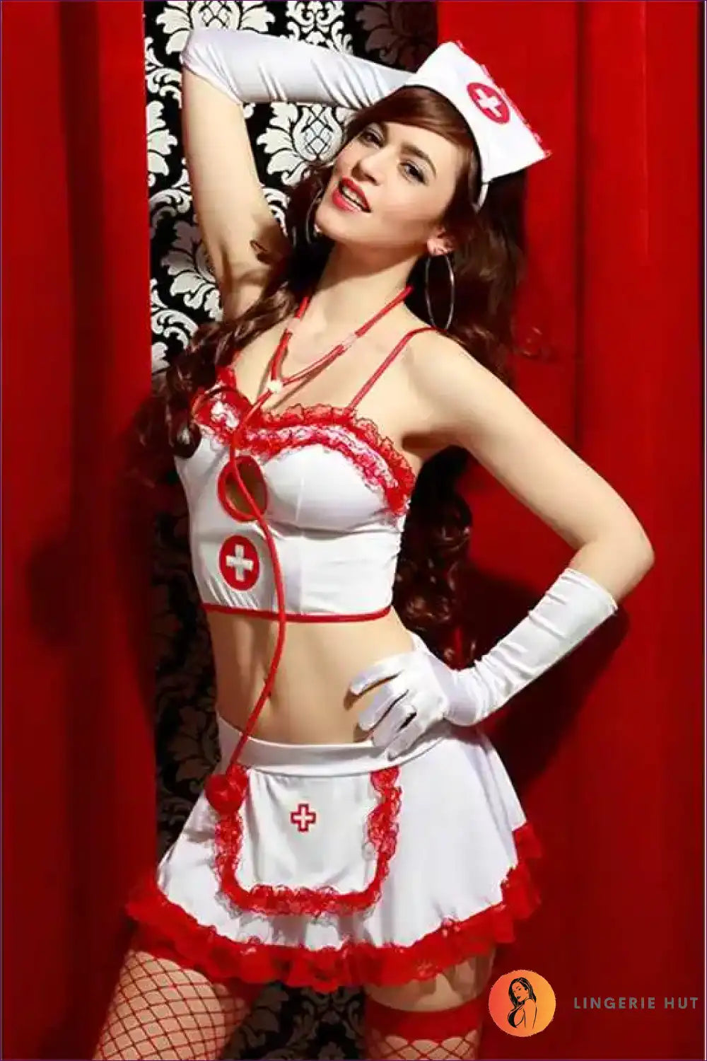 Spaghetti Strap Two-piece Nurse Lingerie for Night Club Cosplay Clubwear, just In, Lingerie, Mini, Night