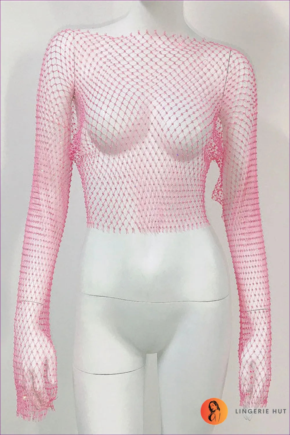 Sparkling Seduction Fishnet Top - Shine Bright Bold For Clubwear, Crop, Sheer,