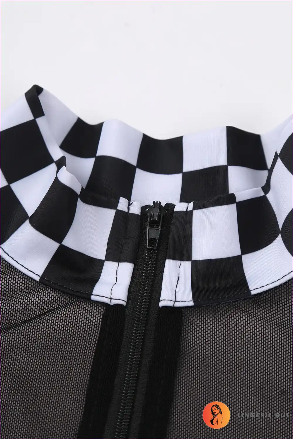 Speed Racer Checkerboard Zipper Bodysuit for Bodysuit, Costume, Halloween, Leather, Mesh