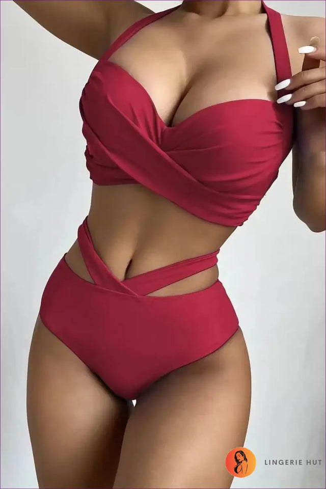 Black Cutout High Waisted Bikini Set