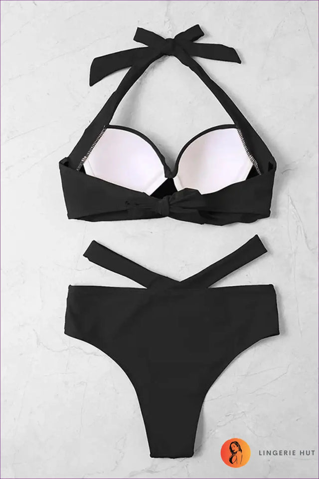Black Cutout High Waisted Bikini Set