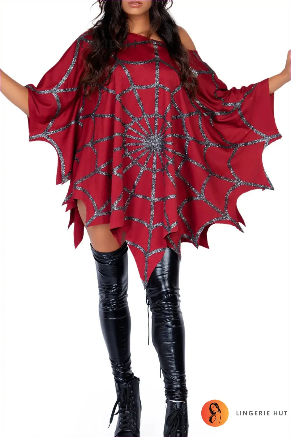 Spider Web Cloak Cape with Long Sleeve Detail - Halloween Glamour - Costume - just in • Polyester • Theme Parties