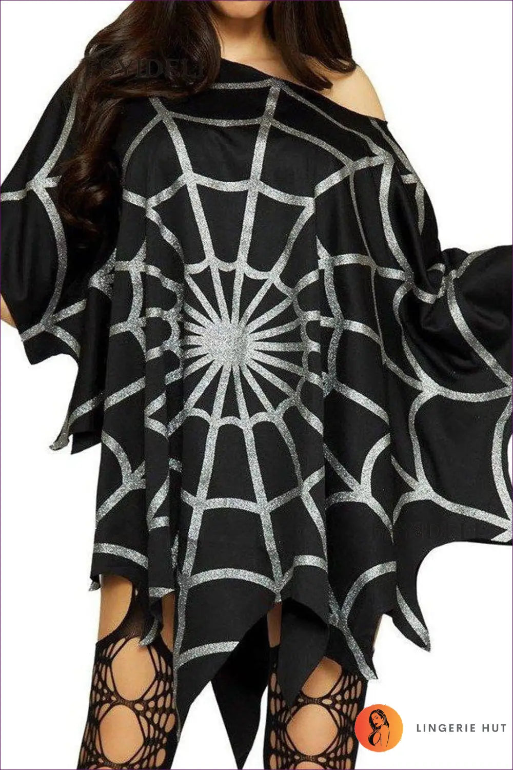 Spider Web Cloak Cape with Long Sleeve Detail - Halloween Glamour - Costume - just in • Polyester • Theme Parties