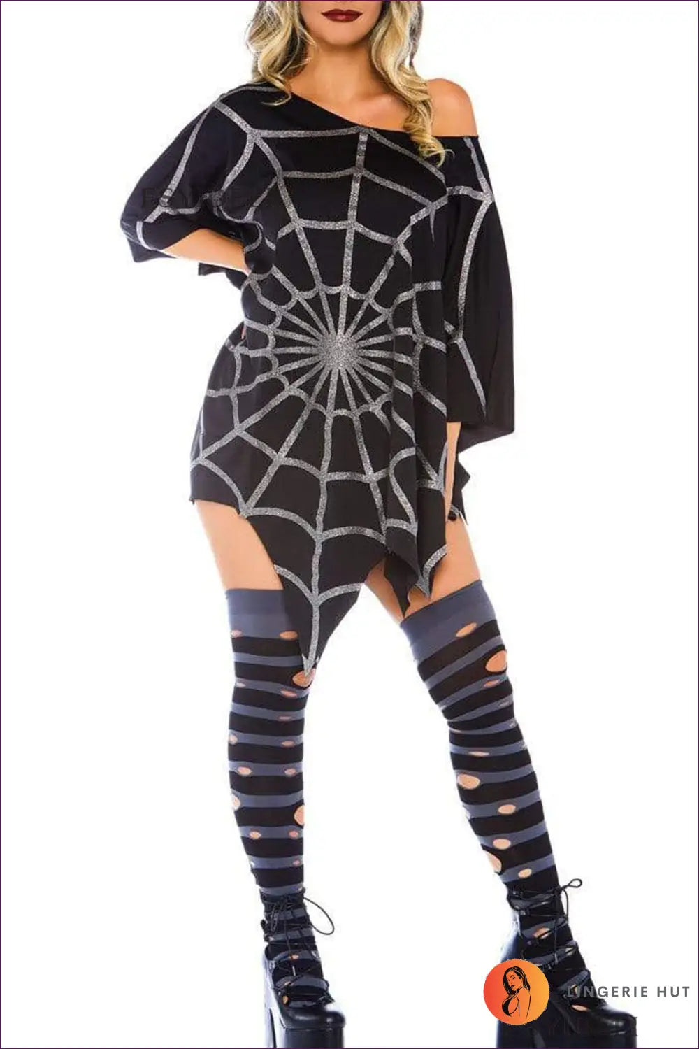 Spider Web Cloak Cape with Long Sleeve Detail - Halloween Glamour - Costume - just in • Polyester • Theme Parties