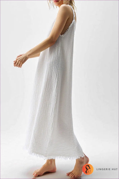 Split Dress with Backless Silhouette - Easy Elegance - Casual • Cotton • Dresses - Lingerie Hut