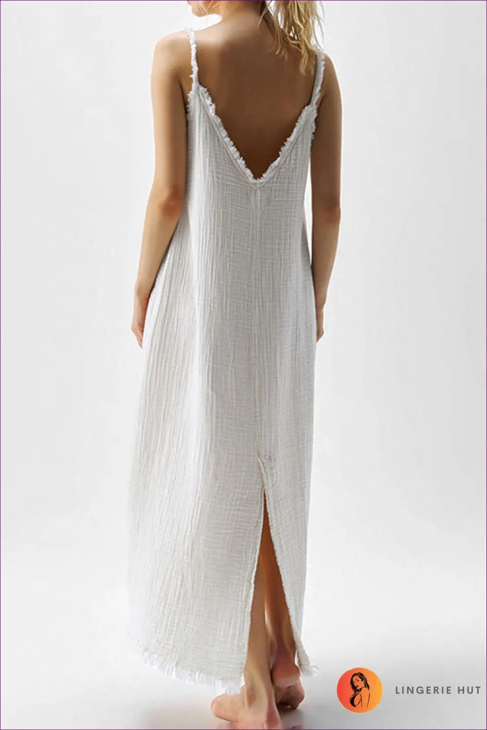 Split Dress with Backless Silhouette - Easy Elegance - Casual • Cotton • Dresses - Lingerie Hut